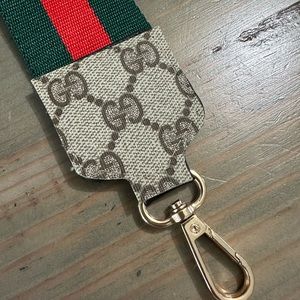 Green and Red Crossbody Strap for Handbag restyled with Genuine Gucci Accent